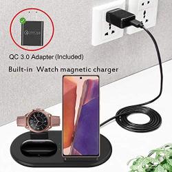 Wireless Charger 3 in 1, Wireless Charging Station for Samsung Galaxy Watch Active 2 Galaxy Watch 3 and Galaxy Buds Pro, Fast Charger Stand Dock Compatible with iPhone Samsung Galaxy S20 S10 (Black)
