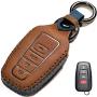 Dedicated Car Key Fob Cover, Suit for Keyless Remote Control for 2017-2020 Toyota RAV4 Toyota Camry Corolla C-HR Highlander Tacoma Highlander 4Runner Tundra Prius etc (A Style, Brown) …
