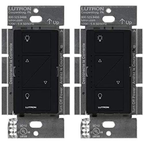 Lutron Caseta Wireless Smart Lighting Dimmer Switch for Wall & Ceiling Lights, PD-6WCL-BL, Black, Compatible with Alexa, Apple HomeKit, and the Google Assistant (2 pack) (black)