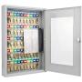 BARSKA CB12950 Key Lock 50 Position Key Cabinet with Glass Door Grey, Gray, 15'' x 3'' x 21.75''