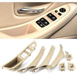 FEXON Beige Window Switch Armrest Panel, Inner Door Pull Handle Trim Cover Kits Replacement for 2010-2016 BMW 5 Series 520 523 525 528 530