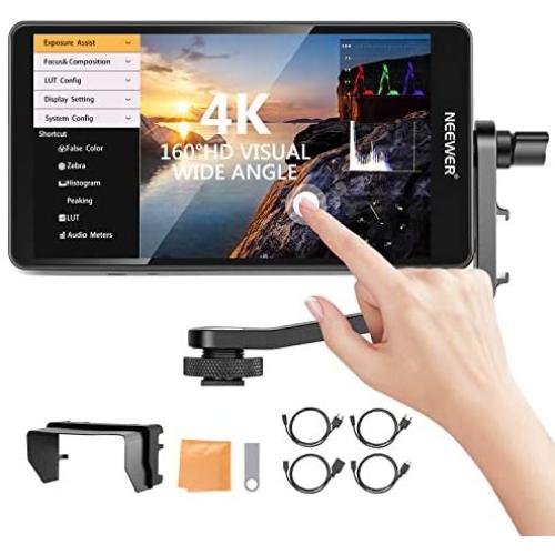 Neewer FW600 5.5-Inch Touch Screen Camera Field Monitor Full HD 1920x1080, 4K HDMI DC in/Output RGB Waveform/Vector Scope/3D-LUT，Video Peaking Focus Assist with Tilt Arm for DSLR Cameras and Gimbal