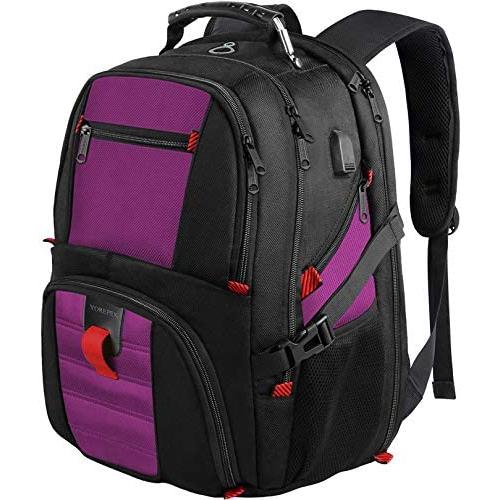 College Backpack, Extra Large Backpacks with USB Charging Port and Luggage Sleeve for Women and Men,TSA Friendly Travel Laptop Backpack,Anti-Theft Business Laptop Backpack Fits 17 Inch Laptops-Purple
