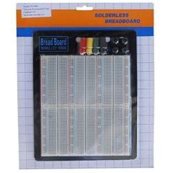 TEKTRUM EXTERNALLY Powered SOLDERLESS 2200 TIE-Points Experiment Plug-in BREADBOARD with Aluminum Back Plate and Jumper Wires for Proto-Typing Circuit