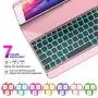 iPad Keyboard Case 9.7 for iPad 2018 (6th Gen) - 2017 (5th Gen) - iPad Pro 9.7 - iPad Air 2 & 1, 7 Color Backlit Keyboard Case/360 Rotate Wireless/BT Keyboard Case with Auto Sleep/Wake (Rose Gold)