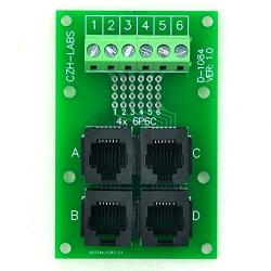 Electronics-Salon RJ11/RJ12 6P6C Jack 4-Way Buss Breakout Board, Terminal Block, Connector.