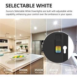 Sunco Lighting 6 Pack 4 Inch Slim LED Downlight with Junction Box, Select from 5 Colors (2700k/3000k/3500k/4000k/5000k), 10W=60W, 650 LM, Dimmable, Selectable Recessed Fixture, IC Rated - UL