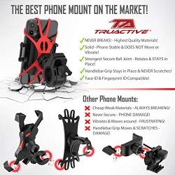 TruActive Unbreakable Bike Phone Mount Holder, Motorcycle Phone Mount, Cell Phone Holder for Bike - Universal, Bike Phone Holder, Golf, ATV - 6 Color Bands - Any Phone or Handlebar, Tool Free Install