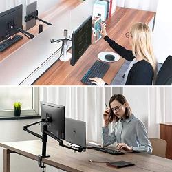 viozon Monitor and Laptop or Tablet Mount, 3-in-1 Adjustable Dual Arm Desk Stands Monitor Arm for 17-32 Computer Screens, Tablet Arm for 4-13 Tablet&Phone Extra Tray Fits 12-17 Laptop (OL-3T-BR)