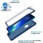 ORETECH Designed for iPhone XR Case, with[2 x Tempered Glass Screen Protector] 360 Full Body Shockproof Anti Scratch Protection Cover Hard PC Soft Rubber Silicone Case for iPhone XR 6.1 2018 Blue