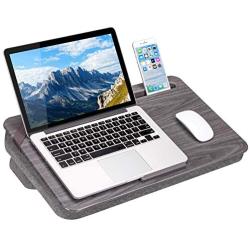 LapGear Elevation Lap Desk with Booster Cushion -Gray Woodgrain - Fits up to 17.3 Inch Laptops - Style No. 87965