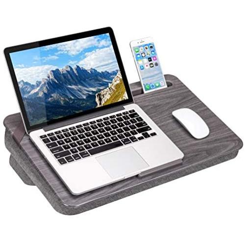 LapGear Elevation Lap Desk with Booster Cushion -Gray Woodgrain - Fits up to 17.3 Inch Laptops - Style No. 87965