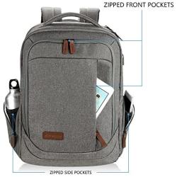KROSER Laptop Backpack Large Computer Backpack Fits up to 15.6 Inch Laptop with USB Charging Port Water-Repellent School Travel Backpack Casual Daypack for Business/College/Women/Men-Grey