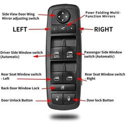 Front Driver Side Power Window Master Switch Replacement for 2008-2011 Town & Country Dodge Grand Caravan