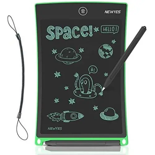 NEWYES 8.5 Inches LCD Writing Tablet with Lock Function Office Whiteboard Bulletin Board Kitchen Memo Notice Fridge Board Magnetic Daily Planner Gifts for kids (Green+Lanyard)