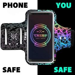 TRIBE Water Resistant Cell Phone Armband Case for iPhone 11, 11 Pro, 11 Pro Max, X, Xs, Xs Max, Xr, 8, 7, 6, Plus Sizes, Galaxy S10, S9, S8, S7, Plus Sizes and More! Adjustable Elastic Band & Key Slot