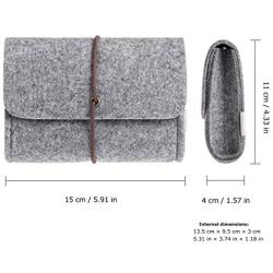 ProCase Felt Storage Case Bag Accessories Organizer for MacBook Laptop Mouse Power Adapter Cables Computer Electronics Cellphone Accessories Charger SSD HHD -Silver Grey