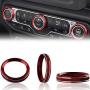 Climate Control Knob Covers for Wrangler JL， HVAC Radio Tuner Control Knobs Covers Trim Ring Bezels Interior Upgrade Kit，Compatible with Jeep Wrangler JL & Gladiators JT (2018-2021) - Red