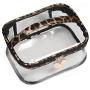 Jarrel 3Pcs Makeup Bag Set Travel Portable Cosmetic Bag - Clear & Leopard Print Pouch Waterproof Organizer Multifunction Case (3in1 Leopard Print)