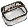 Jarrel 3Pcs Makeup Bag Set Travel Portable Cosmetic Bag - Clear & Leopard Print Pouch Waterproof Organizer Multifunction Case (3in1 Leopard Print)