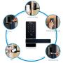 NGTeco Smart Door Lock with Electronic Touchscreen Keypad and WiFi Bridge Keyless Entry Door Lock Easy Install, Digital Smart Lever Lock with Alarm System,App,Code,Card and Key for Front Door,Black