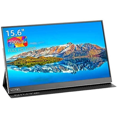 NIUTO 15.6 Portable Monitor [100% sRGB] Full HD 1080P USB C Display Eye Care IPS Screen Dual Speaker Computer Display HDMI Type C for Mac Phone Laptop PC Xbox PS4