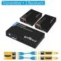gofanco Prophecy 1x2 HDMI Extender Splitter Full HD 1080p Over Cat5e/Cat6/Cat7 Ethernet Cable with HDMI Loopout - Up to 50m/165ft - EDID Management, Bi-Directional IR Remote Control (1 in 2 Out)