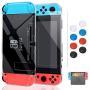 Case for Nintendo Switch, Fit The Dock Station, Protective Accessories Cover Case for Nintendo Switch and Joy Con Controller Dockable with a Tempered Glass Screen Protector, Transparent