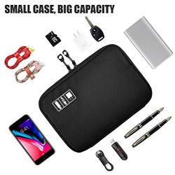 Electronics Organizer, OrgaWise Electronic Accessories Bag Travel Waterproof for iPad Mini, Kindle, Hard Drives, Cables, Chargers (Black)