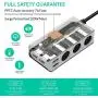 [Updated Version] 3-Socket Cigarette Lighter Splitter, 120W 12V/24V 6.8A 4 USB Ports Multi-Function Car Charger Power Adapter DC Outlet with LED Voltmeter, On Off Switch