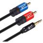 SHD 3.5mm Aux to 2RCA Y Splitter Stereo Audio Cable Male Type OFC Conductor High Flexible PVC Jacket Dual Shielding Gold Plated High End Metal Shell-Black 25Feet/7.6m