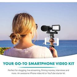 Movo Smartphone Video Rig Kit V7+ with Tripod, Grip Rig, Pro Stereo Microphone, LED Light and Remote - YouTube Equipment for iPhone 5, 5C, 5S, 6, 6S, 7, 8, X, XS, XS Max, 11, 11 Pro, Samsung Galaxy