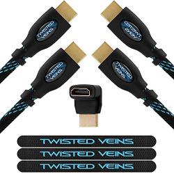 Twisted Veins HDMI Cable 15 ft, 2-Pack, Premium HDMI Cord Type High Speed with Ethernet, Supports HDMI 2.0b 4K 60hz HDR on Most Devices and May Only Support 4K 30hz on Some Devices