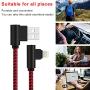 iPhone Charger 10 FT 3 Pack 90 Degree Lightning Cable Right Angle Cable Charging and Syncing Cord Extra Long Nylon Braided for iPhone/iPad (Red Black,10Foot)