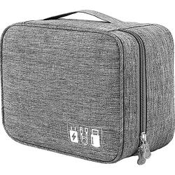 Universal Electronics Accessories Organizer, Waterproof Portable Cable Organizer Bag, Digital Gadget Organizer Case, Travel Gear Carry Bag for Cables - Grey