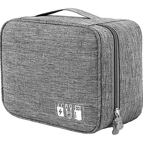 Universal Electronics Accessories Organizer, Waterproof Portable Cable Organizer Bag, Digital Gadget Organizer Case, Travel Gear Carry Bag for Cables - Grey