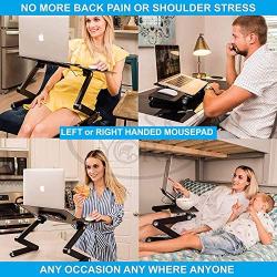 Desk York Laptop Holder for Bed/Recliner/Sofa- Birthday Gifts for Women, Man, Mom, Dad, Student, Friend- Couch Lap Top Desk- Facetime & Zoom Computer Table, 2 Built-in Fans/Mousepad&USB-Aluminum-Black