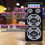 Pyle PSUFM1035A 1000W Disco Jam Powered Two-Way Bluetooth Active PA Speaker System With Flashing DJ Lights