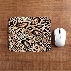 Moslion Leopard Mouse Pad Nature Wildlife Animal Tiger Skin Black Brown Fur Feather Gaming Mouse Pad Rubber Large Mousepad for Computer Desk Laptop Happy Fathers Day 7.9x9.5 Inch