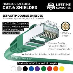 InstallerParts (10 Pack) Ethernet Cable CAT6 Cable Shielded (SSTP/SFTP) Booted 3 FT - Green - Professional Series - 10Gigabit/Sec Network/High Speed Internet Cable, 550MHZ