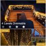 B-right Icicle Lights Outdoor, 32.8ft x 2.6ft 480 LED Christmas Lights Plug in Remote 29V 8 Modes LED String Lights for Christmas Bedroom Party Curtain Outdoor Indoor Wall Decorations, Warm White