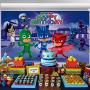 PJ Masks Party Supplies Photography Backdrop 7X5ft Cartoon Super City Hero Background Boys Birthday Cake Table Decoration Baby Shower Banner Photo Booth Props