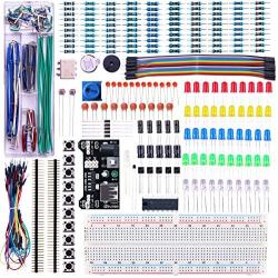 ELEGOO Upgraded Electronics Fun Kit w/Power Supply Module, Jumper Wire, Precision Potentiometer, 830 tie-Points Breadboard Compatible with Arduino, Raspberry Pi, STM32