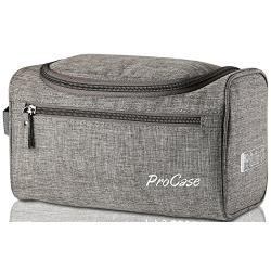 ProCase Toiletry Bag Travel Case with Hanging Hook, Dopp Kit Organizer for Accessories, Shampoo, Cosmetic, Personal Items, Healthcare Bag with Handle, Gray