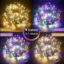 Decute Colors Changing Christmas Lights Outdoor Indoor 99FT 300LED Extendable, 11 Modes Christmas String Lights Warm White & Multicolor Changing Waterproof Tree Light with Timer Remote