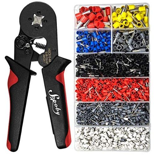 Ferrule Crimping Tool Kit - Sopoby Ferrule Crimper Plier (AWG 28-7) w/ 1800pcs Wire Ferrules Kit Wire Ends Terminals(AWG 22-8)