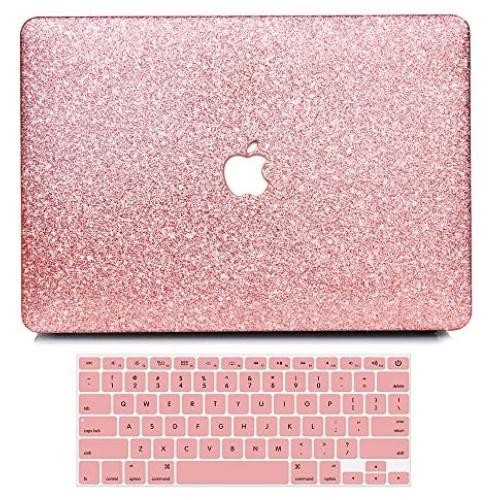 B BELK MacBook Air 13 Inch Case 2010-2017 Release A1369 A1466 Model, Sparkly Bling Crystal Smooth Slim PU Leather Hard Case with Keyboard Cover Compatible with MacBook Air 13.3 Inch, Shining Rose Gold