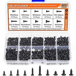 HELIFOUNER 600 Pieces M2 M2.3 M2.6 M3 Phillips Micro Laptop Repair Screws, Computer Pan Head Self-Tapping Screws, Electronic Mini Screws