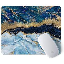 ITNRSIIET Gaming Mouse Pad with Stitched Edges, Premium-Textured Mouse Mat Pad, Non-Slip Rubber Base Mousepad for Laptop, Computer & PC, 10.2×8.3×0.12 inches, Blue Cracked Marbling