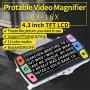 Eyoyo 4.3 Inch Portable Video Digital Magnifier Electronic Reading Aids w/Multiple Color Modes 6X-16X
